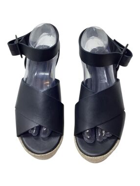 ALOHAS Lyla Black Leather Espadrille Platform Sandals Size EU 40